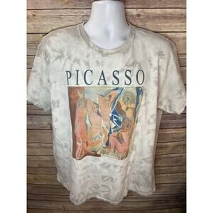 Men’s Picasso Nudes Tie Dye Art Tee Shirt Size Large Cotton Short Sleeves Gray